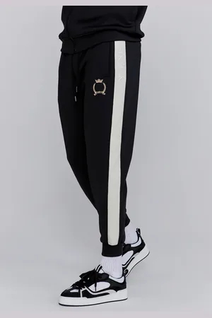 SikSilk Męskie Czarne Spodnie Dresowe Crest S