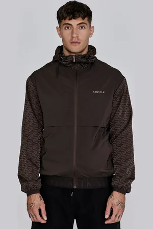 SikSilk Męska Brązowa Wiatrówka AOP XS