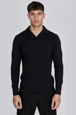 SikSilk Męska Czarna Elegancka Koszulka Polo z Rewersem S