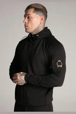 SikSilk Męskie Bluzy z Kapturem Czarne XS