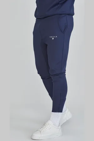 SikSilk Męskie Granatowe Dżogery z Poliestru z Kolekcji Essentials L