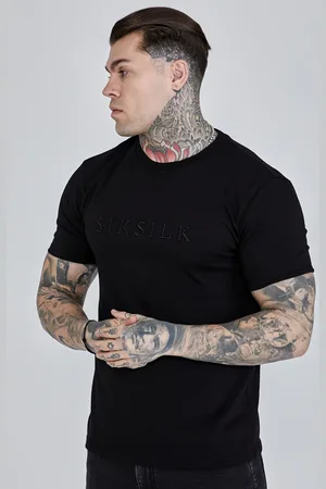 SikSilk Męska Czarna Koszulka z Logo S
