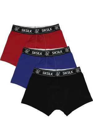 SikSilk Męskie Wielokolorowe Bokserki 3Pk - Czarny, Granatowy, Burgundowy S
