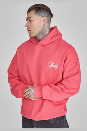 SikSilk Męska Różowa Bluza z Kapturem z Grafiką M