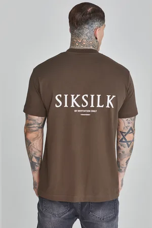 SikSilk Męska Brązowa Koszulka z Grafiką S