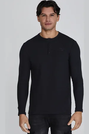 SikSilk Męska Czarna Koszulka Henley S