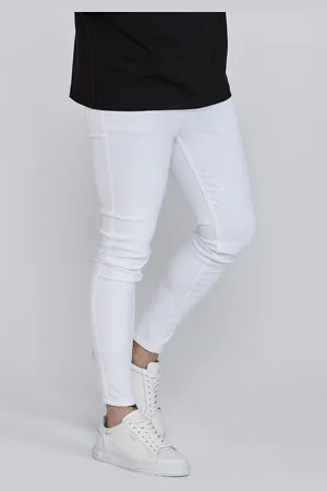 SikSilk Męskie białe wąskie dżinsy 28R