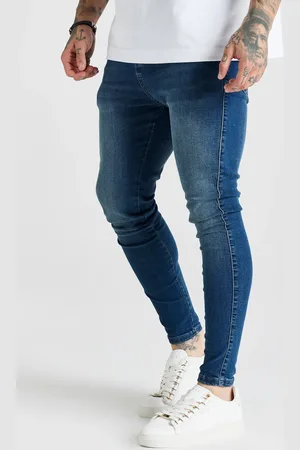SikSilk Męskie Niebieskie Wytarte Rurki Jeansowe XS