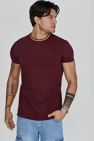 SikSilk Męska Bordowa Koszulka Muscle Fit S