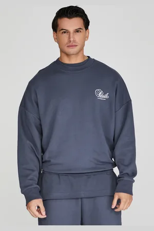SikSilk Męski Granatowy Sweter z Grafiką M