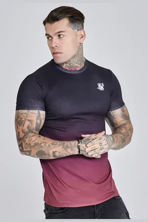 SikSilk Męski Niebieski i Różowy T-Shirt Fade XS