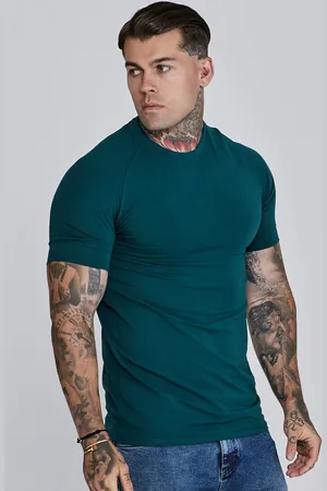 SikSilk Męska Zielona Elegancka Koszulka S