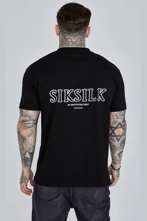 SikSilk Męska Czarna Koszulka z Grafiką S