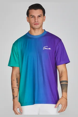 SikSilk Męska Zielona Fioletowa Koszulka z Blaknącym Nadrukiem M