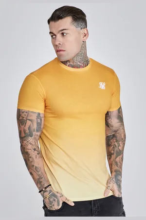 SikSilk Męski Pomarańczowy i Żółty T-Shirt Fade S