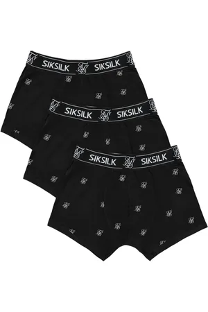 SikSilk Męskie Czarne 3Pk Bokserki z Logo S