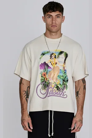 SikSilk Męski Ecru T-Shirt z Grafiką XS