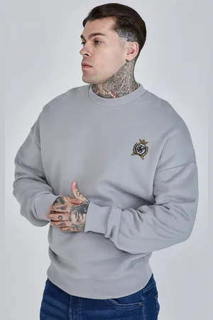 SikSilk Szary męski oversize sweter