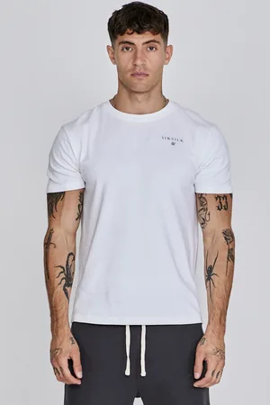 SikSilk Męski Biały T-Shirt o Luźnym Kroju XS