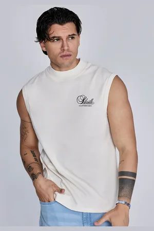 SikSilk Męski Ecru T-Shirt Bez Rękawów XS