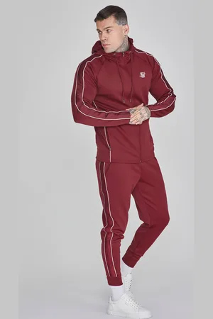 SikSilk Bordowy zestaw męski: bluza z kapturem i joggery