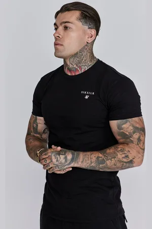SikSilk Męski Czarny T-Shirt o Luźnym Kroju XS