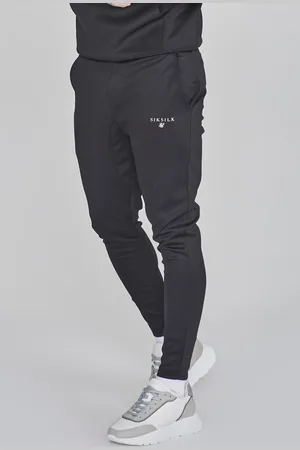 SikSilk Męskie Czarne Essentials Poliestrowe Dresy XS