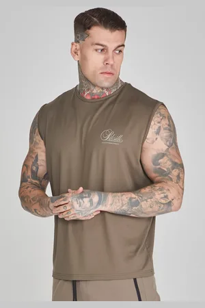 SikSilk Męska Brązowa Luźna Kamizelka z Logo XL