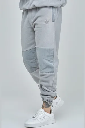 SikSilk Szare joggery męskie polarowe z mankietami i odcięciami