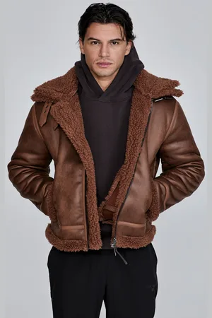 SikSilk Brązowa kurtka męska Aviator