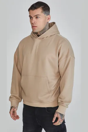 SikSilk Męska Beżowa Bluza z Kapturem z Grafiką S