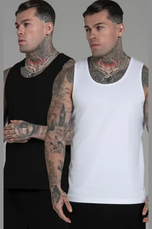 SikSilk Zestaw 2 bezrękawników męskich czarno-białych