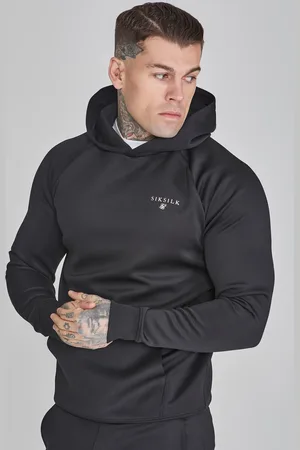 SikSilk Męska Czarna Bluza z Kapturem o Dopasowanym Kroju L