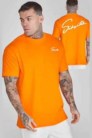 SikSilk Pomarańczowa koszulka męska z nadrukiem logo