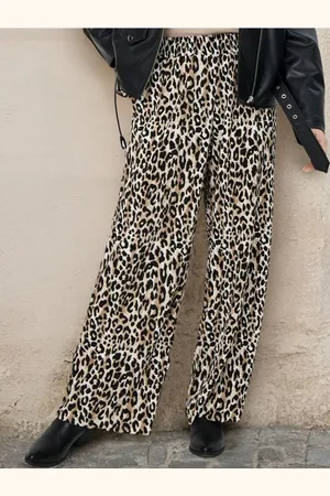 Sinsay Spodnie wide leg w panterkę