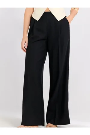 Sinsay Spodnie wide leg w kant z domieszką lnu