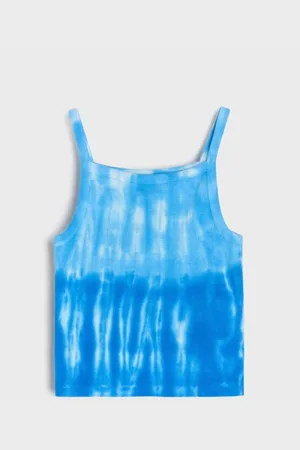 Sinsay Prążkowana koszulka z motywem tie dye na ramiączkach