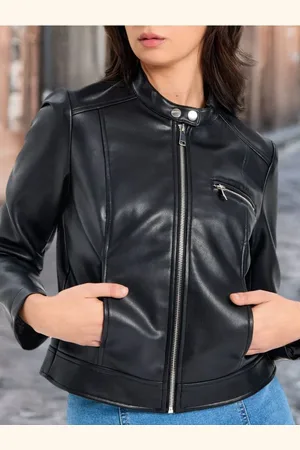 Sinsay Kurtka biker z imitacji skóry