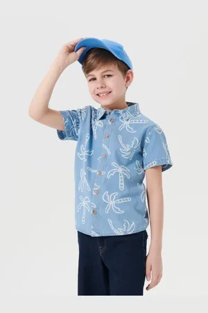 Sinsay Koszula z lekkiego jeansu z motywem palm