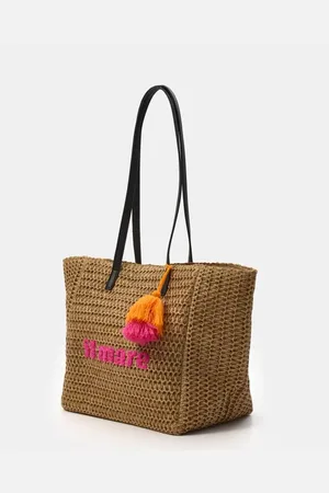 Sinsay Torebka pleciona shopper z napisem