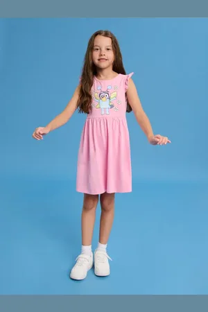 Sinsay Sukienka marszczona w talii z ozdobnymi falbanami Bluey