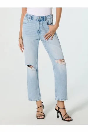 Sinsay Jeansy mom fit z przetarciami