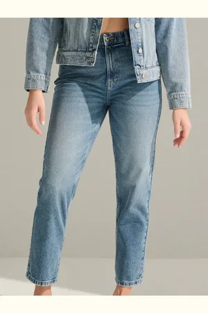 Sinsay Jeansy mom fit z przetarciami