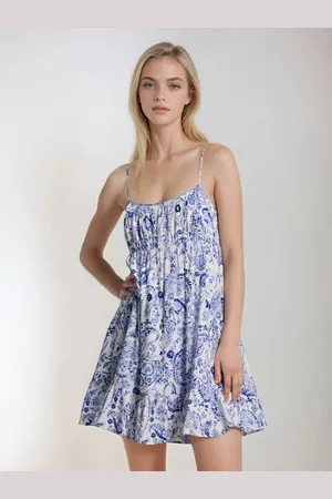 Sinsay Wiskozowa sukienka mini na ramiączkach w stylu boho