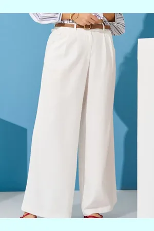 Sinsay Spodnie wide leg z domieszką lnu