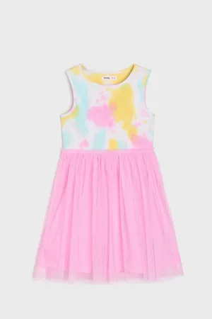 Sinsay Sukienka z efektem tie-dye wykonczona różowym tiulem