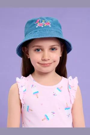 Sinsay Jeansowy kapelusz bucket hat z haftowanymi owocami
