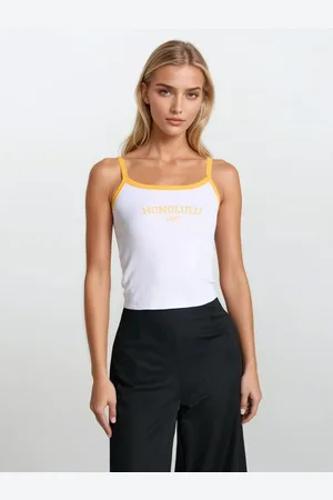 Sinsay Bawełniany crop top z napisem Honolulu