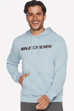 Skechers Mężczyźni SKECH-SWEATS Motion Pullover bluza z kapturem w Jasny Niebieski/Bialy
