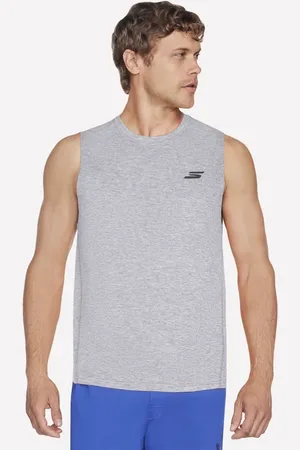 Skechers Mężczyźni GO DRI Charge Muscle Tank w Bialy/Szarobrazowy